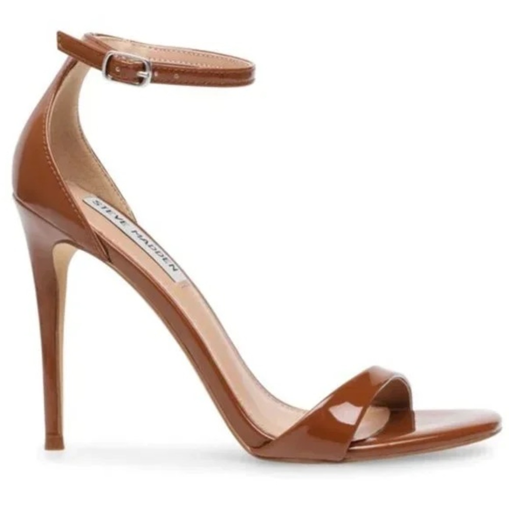 STEVE MADDEN KASSANDRA TAN PATENT LEATHER HEELS